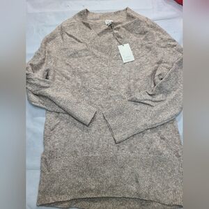 Women's V-Neck Tunic Sweater A New Day Brown Size XS